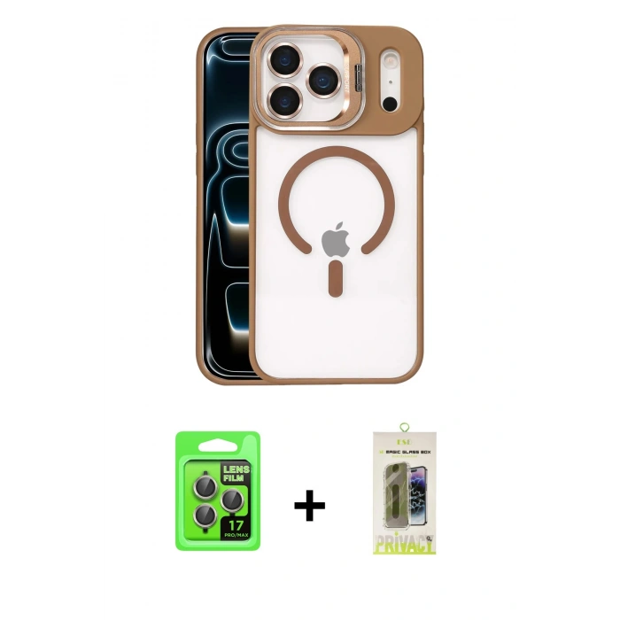 MARSİLYAN™- iPhone 17 Pro Kılıf Yadigar Asil Koleksiyonu - Siyah Joko Magic 5D Hayalet Cam + Raze Metal Kamera Lens - GI