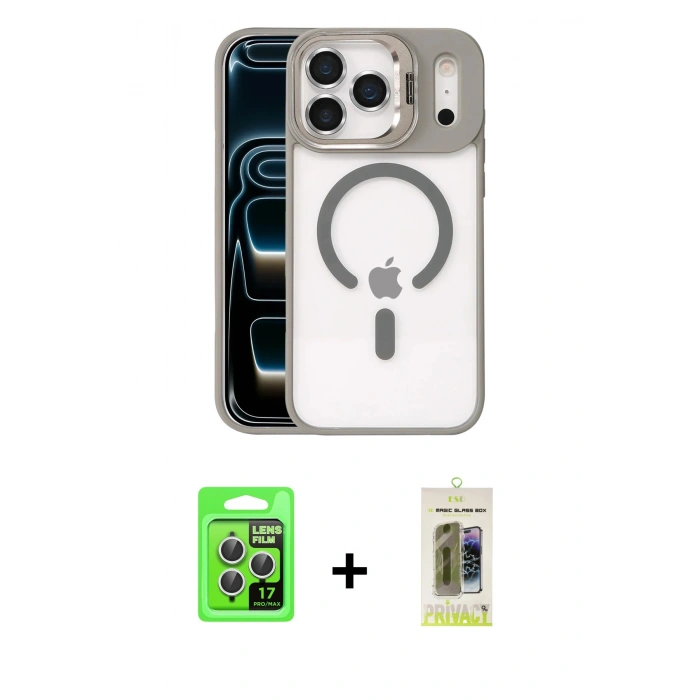 MARSİLYAN™- iPhone 17 Pro Kılıf Yadigar Asil Koleksiyonu - Siyah Joko Magic 5D Hayalet Cam + Raze Metal Kamera Lens - GS