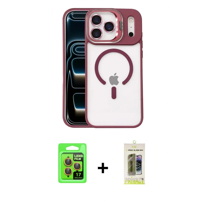 MARSİLYAN™- iPhone 17 Pro Kılıf Yadigar Asil Koleksiyonu - Siyah Joko Magic 5D Hayalet Cam + Raze Metal Kamera Lens - TU