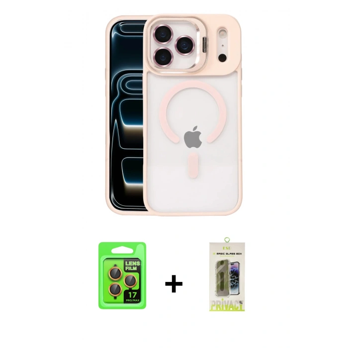 MARSİLYAN™- iPhone 17 Pro Kılıf Yadigar Asil Koleksiyonu - Siyah Joko Magic 5D Hayalet Cam + Raze Metal Kamera Lens - TU