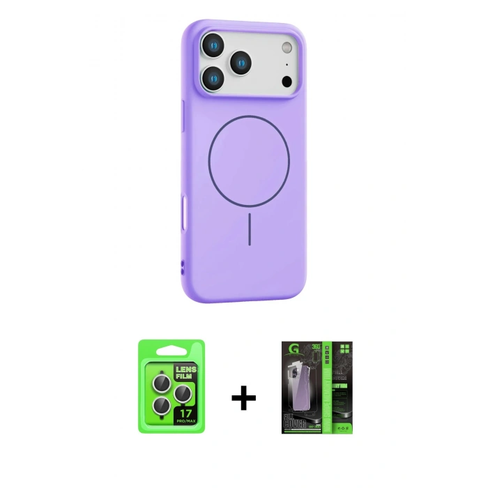 MARSİLYAN™- iPhone 17 Pro Kılıf Yankı Form Serisi - Siyah 360 Mat Full Body Arka Koruyucu + Raze Metal Kamera Lens - GS