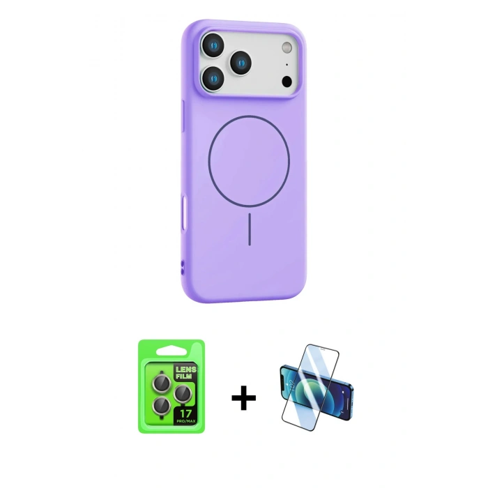 MARSİLYAN™- iPhone 17 Pro Kılıf Yankı Form Serisi - Siyah 3D Antistatik Seramik Nano Ekran Koruyucu + Raze Metal Kamera Lens - GI