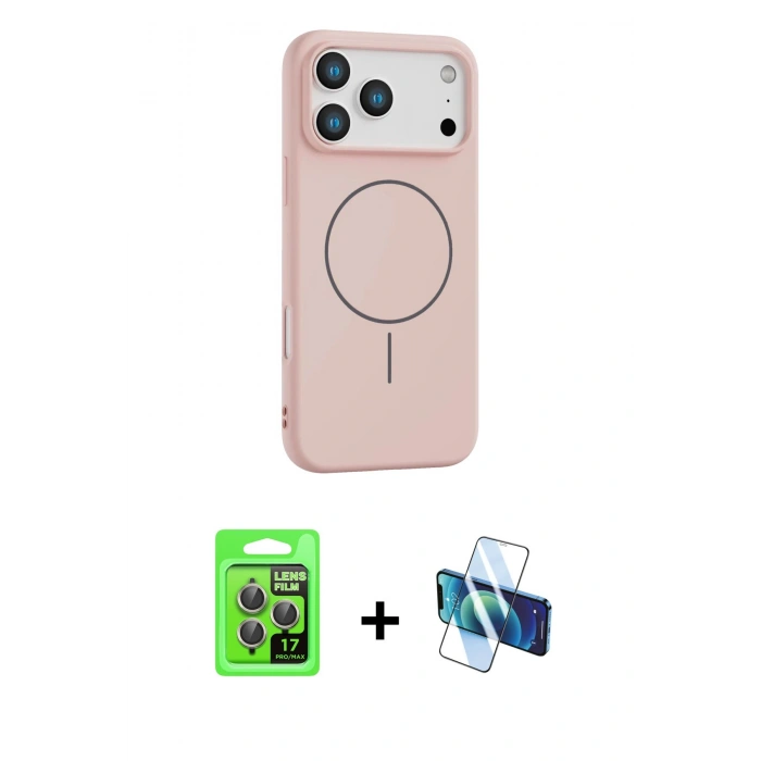 MARSİLYAN™- iPhone 17 Pro Kılıf Yankı Form Serisi - Siyah 3D Antistatik Seramik Nano Ekran Koruyucu + Raze Metal Kamera Lens - GI