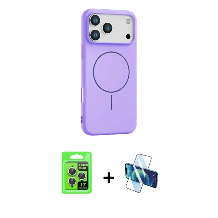 MARSİLYAN™- iPhone 17 Pro Kılıf Yankı Form Serisi - Siyah 3D Antistatik Seramik Nano Ekran Koruyucu + Raze Metal Kamera Lens - GS