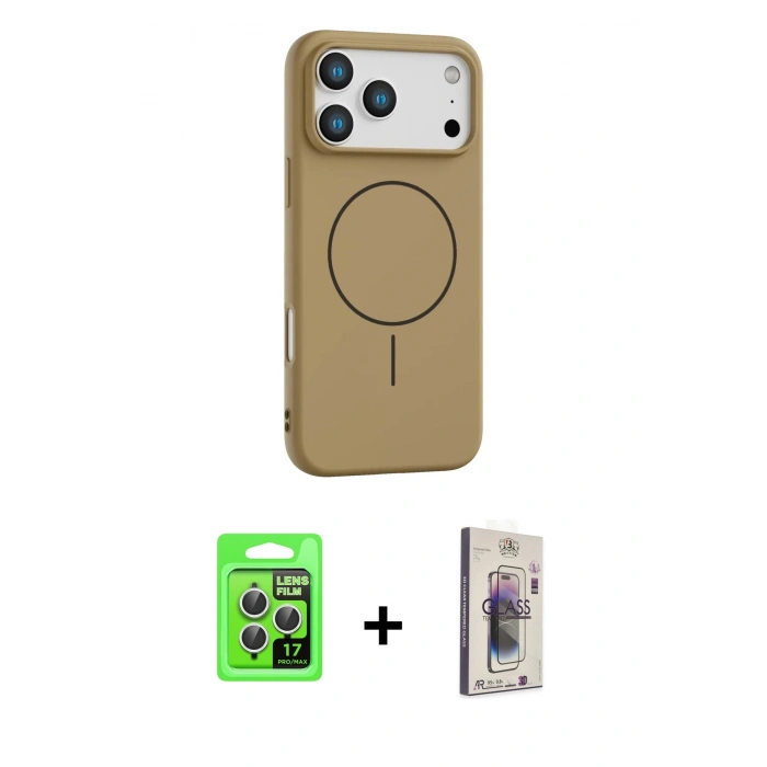 MARSİLYAN™- iPhone 17 Pro Kılıf Yankı Form Serisi - Siyah Bilvis 3D Cam Ekran Koruyucu + Raze Metal Kamera Lens - GS