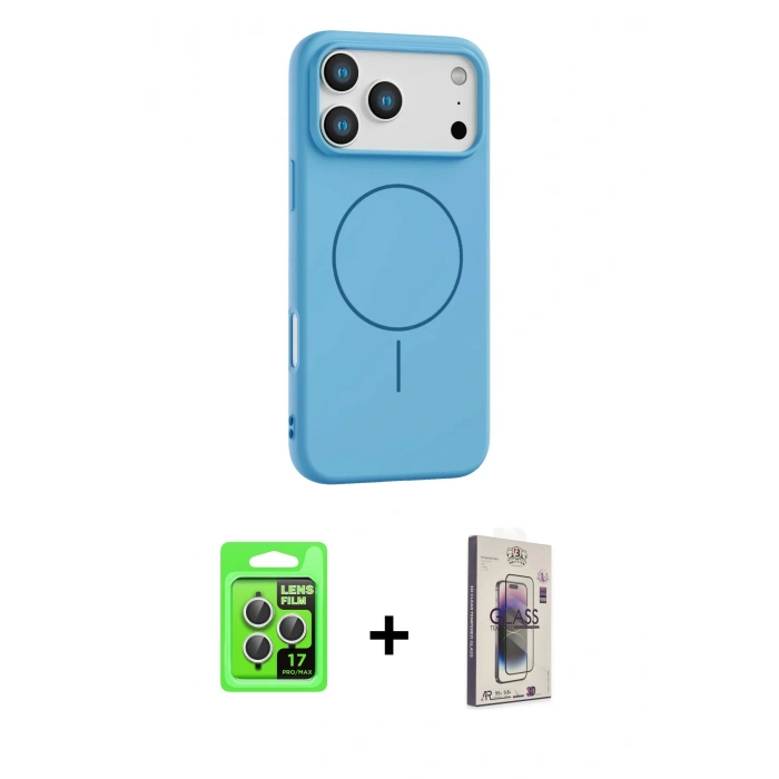 MARSİLYAN™- iPhone 17 Pro Kılıf Yankı Form Serisi - Siyah Bilvis 3D Cam Ekran Koruyucu + Raze Metal Kamera Lens - GS