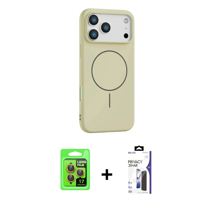MARSİLYAN™- iPhone 17 Pro Kılıf Yankı Form Serisi - Siyah Bilvis 3X AR Hayalet Cam Ekran Koruyucu + Raze Metal Kamera Lens - TU