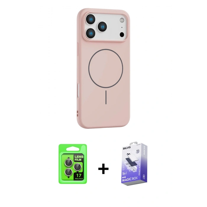 MARSİLYAN™- iPhone 17 Pro Kılıf Yankı Form Serisi - Siyah Bilvis 5in1 5D Magic Hayalet Cam Ekran Koruyucu + Raze Metal Kamera Lens - GI