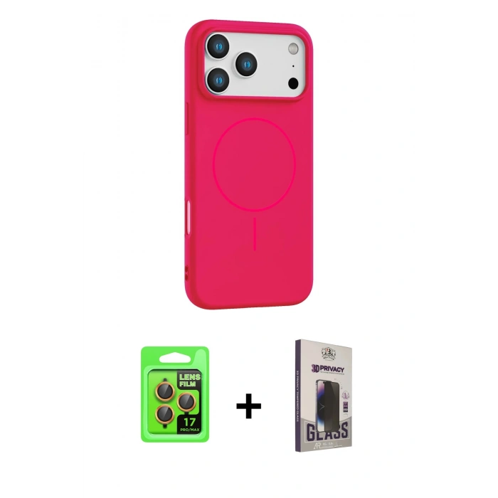 MARSİLYAN™- iPhone 17 Pro Kılıf Yankı Form Serisi - Siyah Bilvis Hayalet Cam Ekran Koruyucu + Raze Metal Kamera Lens - TU