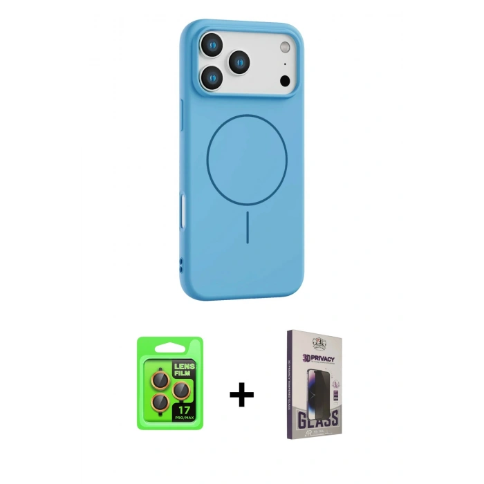 MARSİLYAN™- iPhone 17 Pro Kılıf Yankı Form Serisi - Siyah Bilvis Hayalet Cam Ekran Koruyucu + Raze Metal Kamera Lens - TU