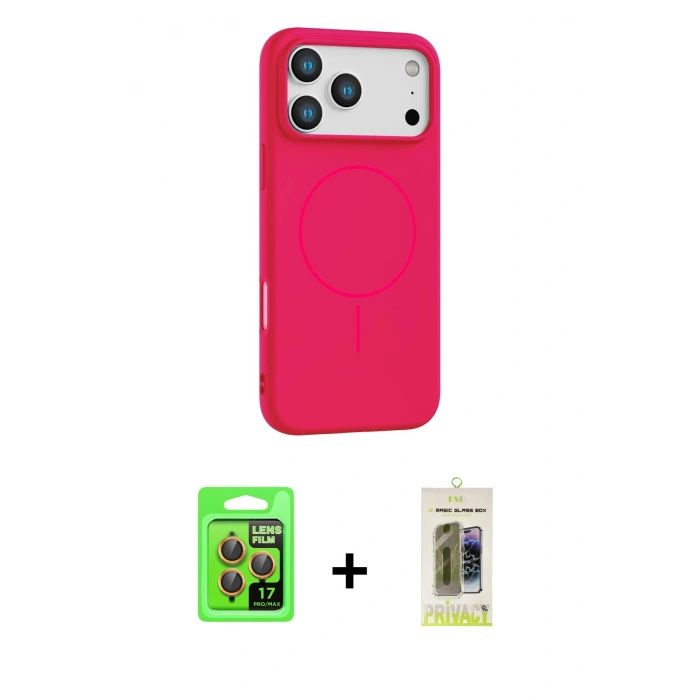MARSİLYAN™- iPhone 17 Pro Kılıf Yankı Form Serisi - Siyah Joko Magic 5D Hayalet Cam + Raze Metal Kamera Lens - TU