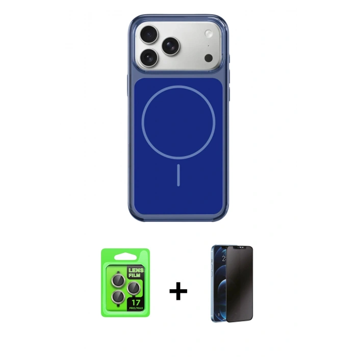 MARSİLYAN™- iPhone 17 Pro Kılıf Yankı Minimal Serisi - Siyah 3D Antistatik Hayalet Cam Ekran Koruyucu + Raze Metal Kamera Lens - GI