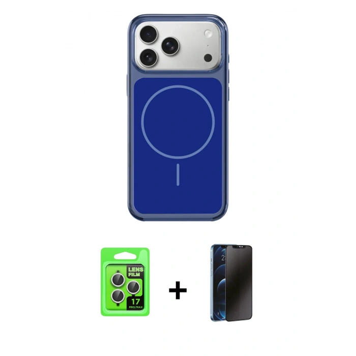 MARSİLYAN™- iPhone 17 Pro Kılıf Yankı Minimal Serisi - Siyah 3D Antistatik Hayalet Cam Ekran Koruyucu + Raze Metal Kamera Lens - GS