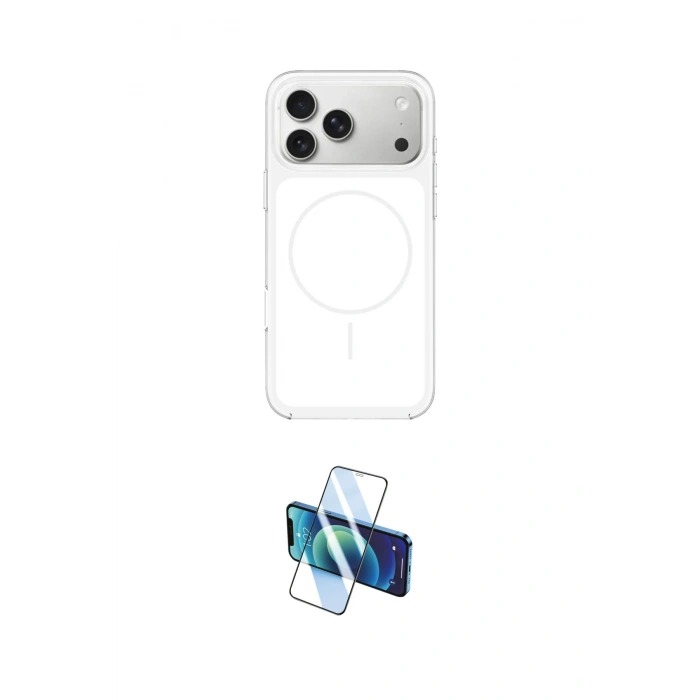MARSİLYAN™- iPhone 17 Pro Kılıf Yankı Minimal Serisi - Siyah 3D Antistatik Seramik Nano Ekran Koruyucu