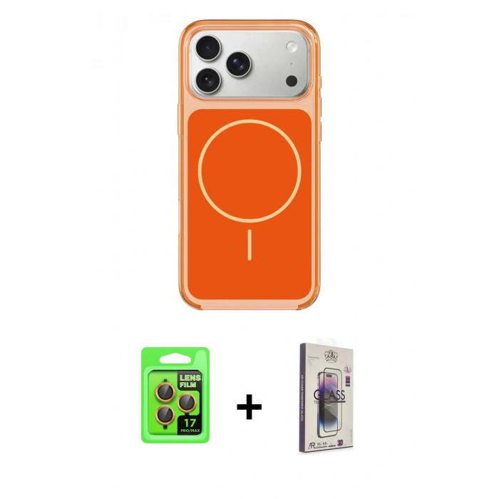 MARSİLYAN™- iPhone 17 Pro Kılıf Yankı Minimal Serisi - Siyah Bilvis 3D Cam Ekran Koruyucu + Raze Metal Kamera Lens - TU