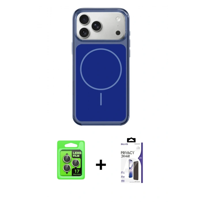 MARSİLYAN™- iPhone 17 Pro Kılıf Yankı Minimal Serisi - Siyah Bilvis 3X AR Hayalet Cam Ekran Koruyucu + Raze Metal Kamera Lens - GI