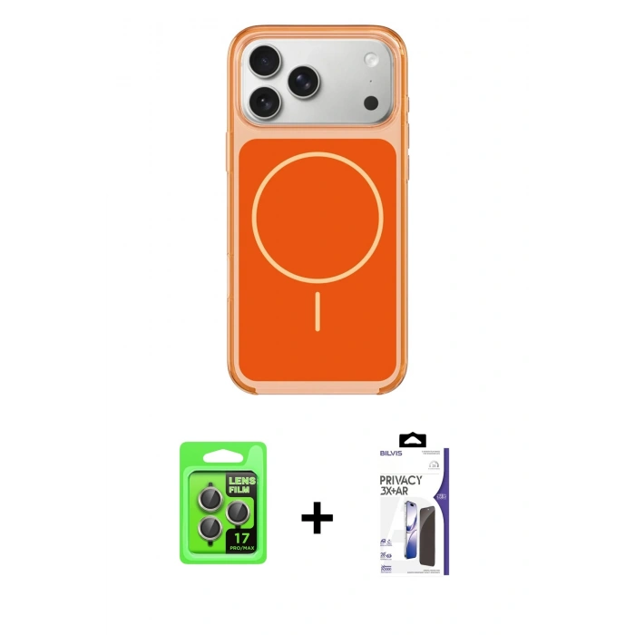 MARSİLYAN™- iPhone 17 Pro Kılıf Yankı Minimal Serisi - Siyah Bilvis 3X AR Hayalet Cam Ekran Koruyucu + Raze Metal Kamera Lens - GI