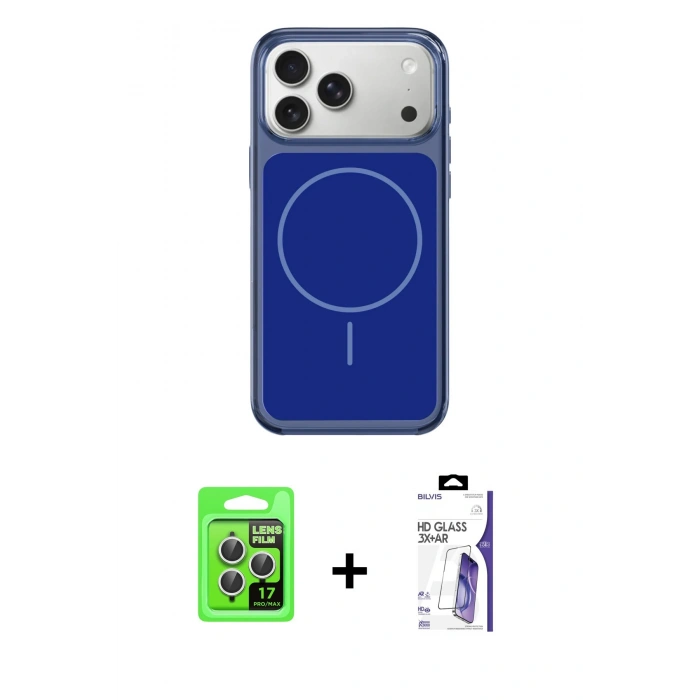 MARSİLYAN™- iPhone 17 Pro Kılıf Yankı Minimal Serisi - Siyah Bilvis 3X AR HD Cam Ekran Koruyucu + Raze Metal Kamera Lens - GS