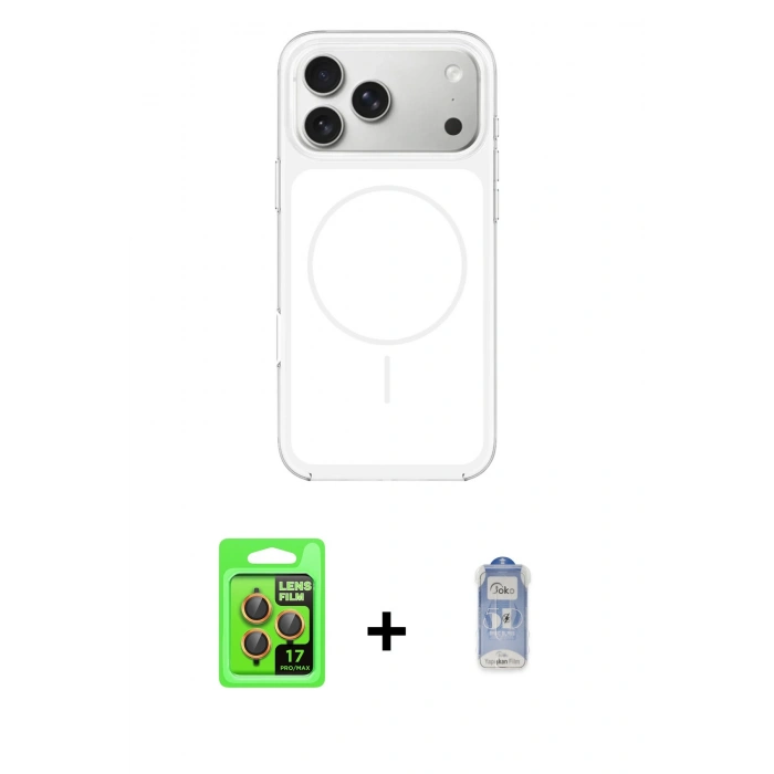 MARSİLYAN™- iPhone 17 Pro Kılıf Yankı Minimal Serisi - Siyah Joko Magic 5D Cam + Raze Metal Kamera Lens - TU