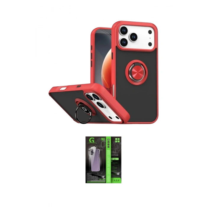 MARSİLYAN™- iPhone 17 Pro Kılıf Yörünge Çizgi - Siyah 360 Mat Full Body Arka Koruyucu