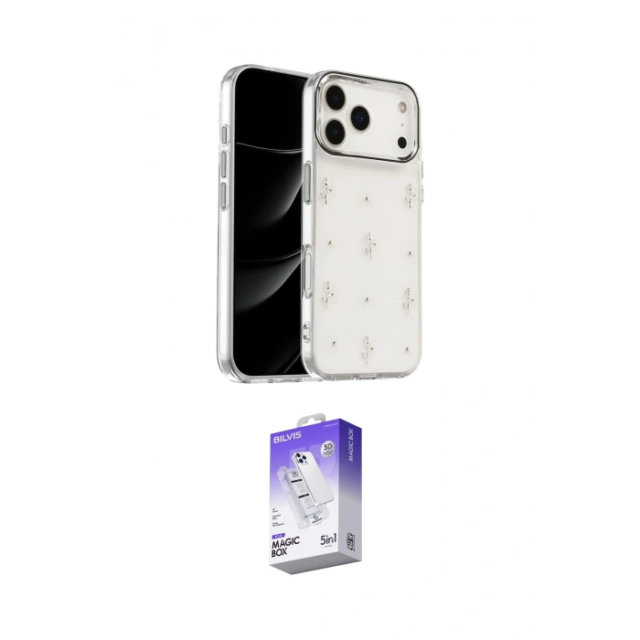 MARSİLYAN™- iPhone 17 Pro Kılıf Yörünge Form - Siyah Bilvis 5in1 3D Magic Cam Ekran Koruyucu