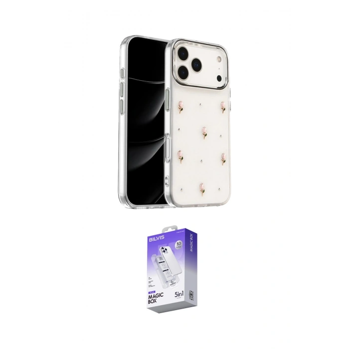 MARSİLYAN™- iPhone 17 Pro Kılıf Yörünge Form - Siyah Bilvis 5in1 3D Magic Cam Ekran Koruyucu