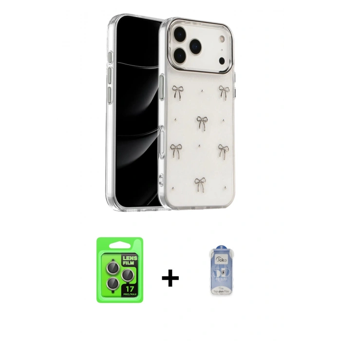 MARSİLYAN™- iPhone 17 Pro Kılıf Yörünge Form - Siyah Joko Magic 5D Cam + Raze Metal Kamera Lens - GI