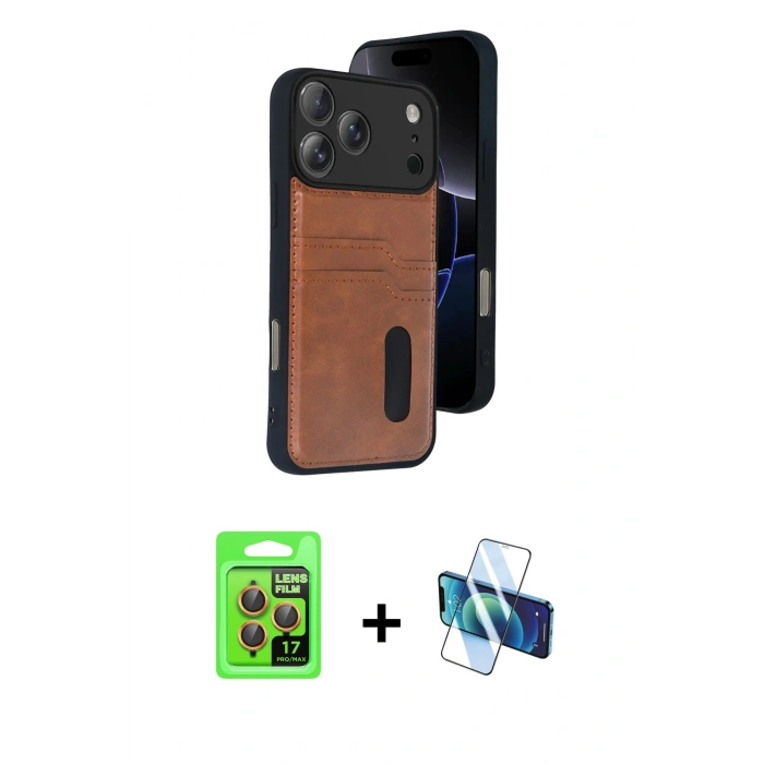 MARSİLYAN™- iPhone 17 Pro Kılıf Yörünge Işık Serisi - Siyah 3D Antistatik Seramik Nano Ekran Koruyucu + Raze Metal Kamera Lens - TU