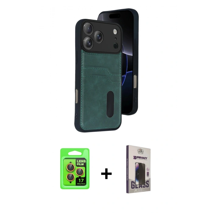 MARSİLYAN™- iPhone 17 Pro Kılıf Yörünge Işık Serisi - Siyah Bilvis Hayalet Cam Ekran Koruyucu + Raze Metal Kamera Lens - TU