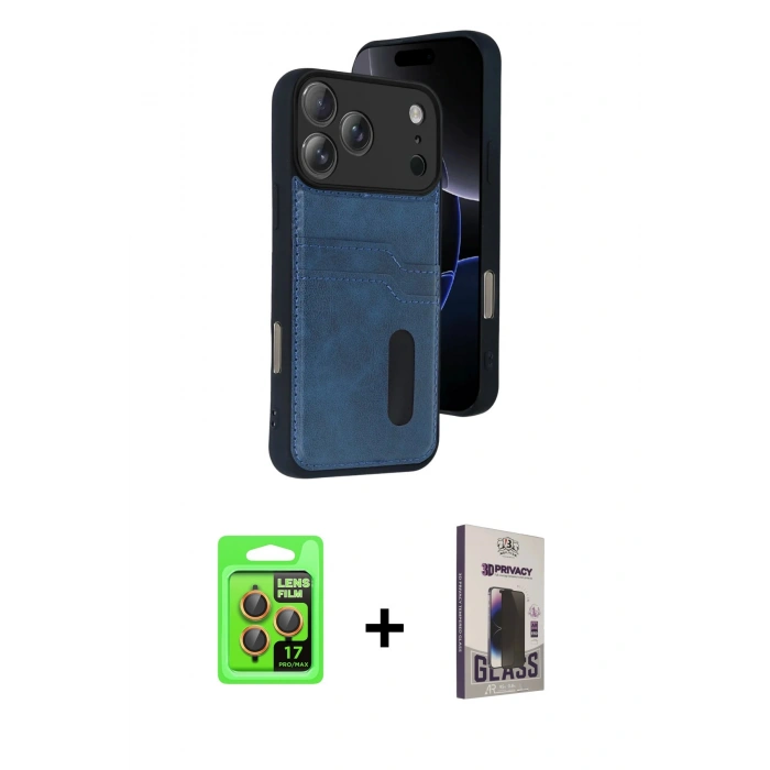 MARSİLYAN™- iPhone 17 Pro Kılıf Yörünge Işık Serisi - Siyah Bilvis Hayalet Cam Ekran Koruyucu + Raze Metal Kamera Lens - TU
