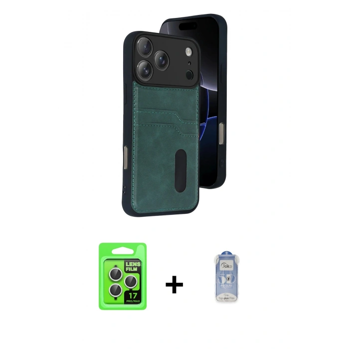 MARSİLYAN™- iPhone 17 Pro Kılıf Yörünge Işık Serisi - Siyah Joko Magic 5D Cam + Raze Metal Kamera Lens - GS