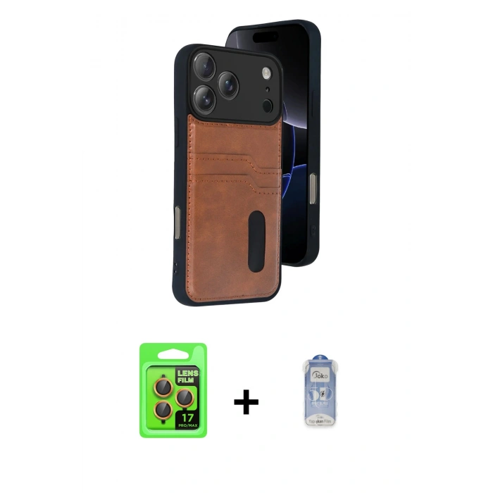 MARSİLYAN™- iPhone 17 Pro Kılıf Yörünge Işık Serisi - Siyah Joko Magic 5D Cam + Raze Metal Kamera Lens - TU