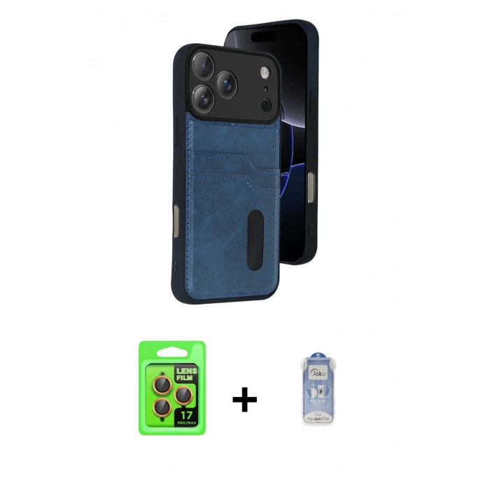 MARSİLYAN™- iPhone 17 Pro Kılıf Yörünge Işık Serisi - Siyah Joko Magic 5D Cam + Raze Metal Kamera Lens - TU
