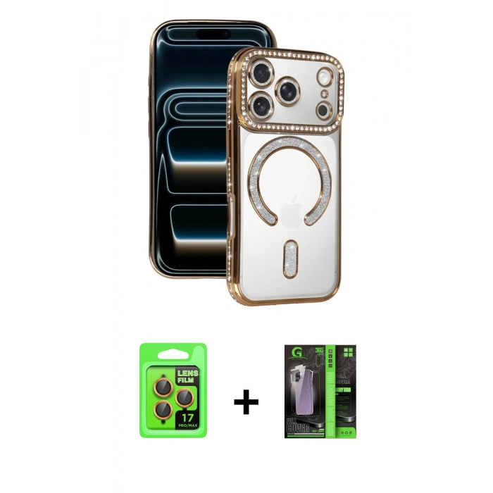 MARSİLYAN™- iPhone 17 Pro Kılıf Zirve Doku Prime - Şeffaf 360 Full Body Arka Koruyucu + Raze Metal Kamera Lens - TU