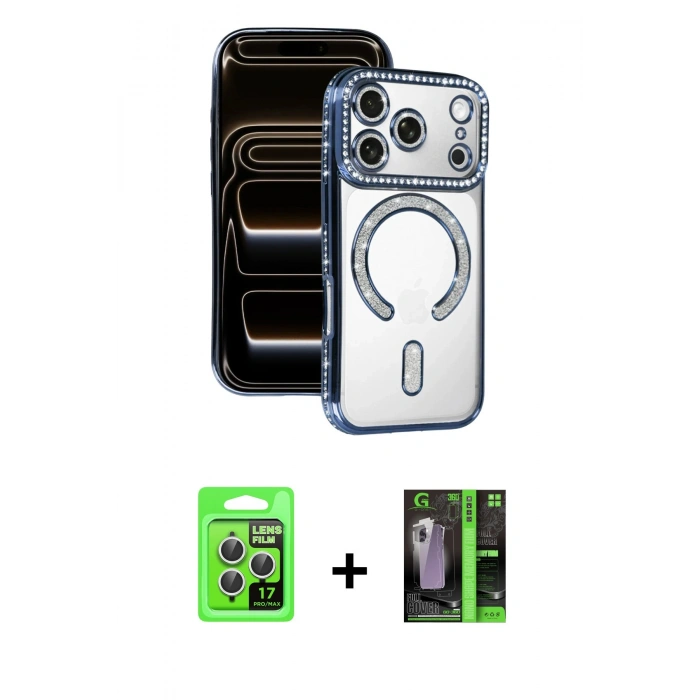 MARSİLYAN™- iPhone 17 Pro Kılıf Zirve Doku Prime - Siyah 360 Mat Full Body Arka Koruyucu + Raze Metal Kamera Lens - GS