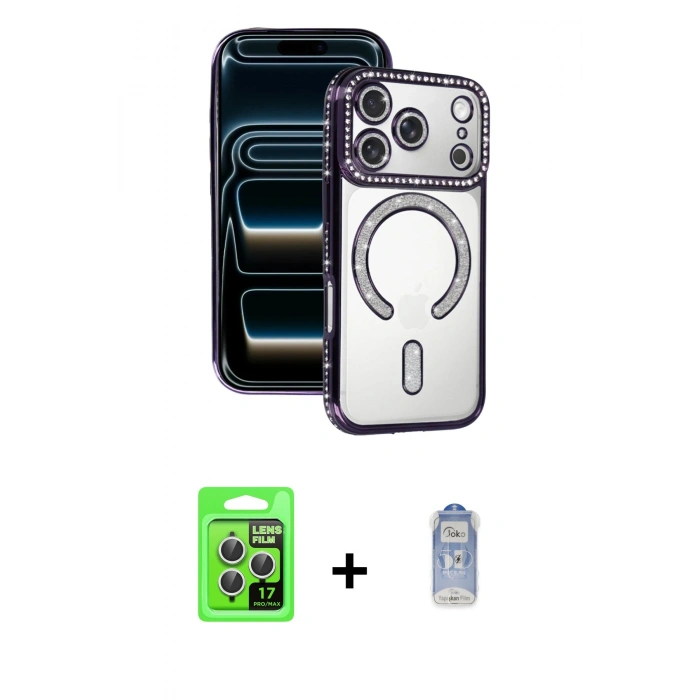 MARSİLYAN™- iPhone 17 Pro Kılıf Zirve Doku Prime - Siyah Joko Magic 5D Cam + Raze Metal Kamera Lens - GS