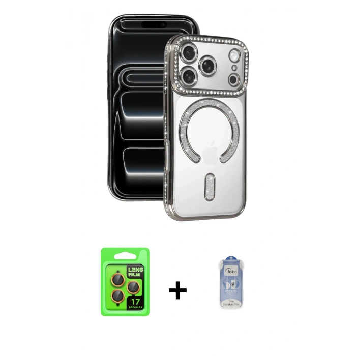MARSİLYAN™- iPhone 17 Pro Kılıf Zirve Doku Prime - Siyah Joko Magic 5D Cam + Raze Metal Kamera Lens - TU