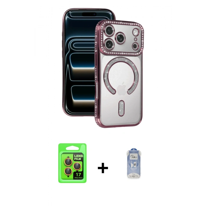MARSİLYAN™- iPhone 17 Pro Kılıf Zirve Doku Prime - Siyah Joko Magic 5D Cam + Raze Metal Kamera Lens - TU