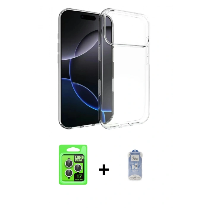 MARSİLYAN™- iPhone 17 Pro Kılıf Zirve Doku - Siyah Joko Magic 5D Cam + Raze Metal Kamera Lens - GS