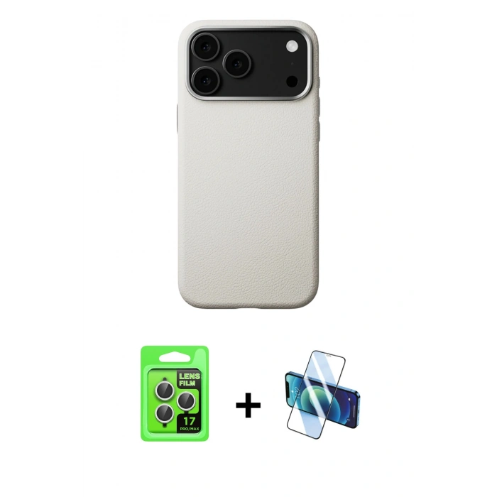 MARSİLYAN™- iPhone 17 Pro Kılıf Zirve Modern Prime - Siyah 3D Antistatik Seramik Nano Ekran Koruyucu + Raze Metal Kamera Lens - GS