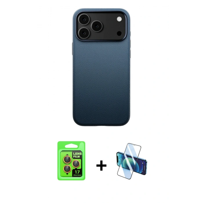 MARSİLYAN™- iPhone 17 Pro Kılıf Zirve Modern Prime - Siyah 3D Antistatik Seramik Nano Ekran Koruyucu + Raze Metal Kamera Lens - TU