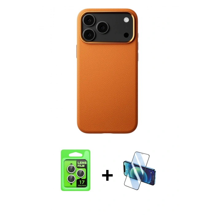 MARSİLYAN™- iPhone 17 Pro Kılıf Zirve Modern Prime - Siyah 3D Antistatik Seramik Nano Ekran Koruyucu + Raze Metal Kamera Lens - GS