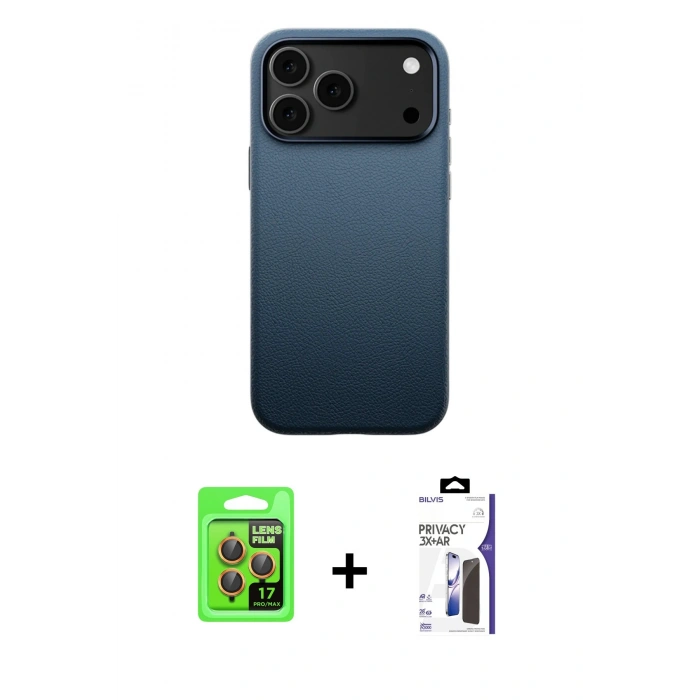 MARSİLYAN™- iPhone 17 Pro Kılıf Zirve Modern Prime - Siyah Bilvis 3X AR Hayalet Cam Ekran Koruyucu + Raze Metal Kamera Lens - TU