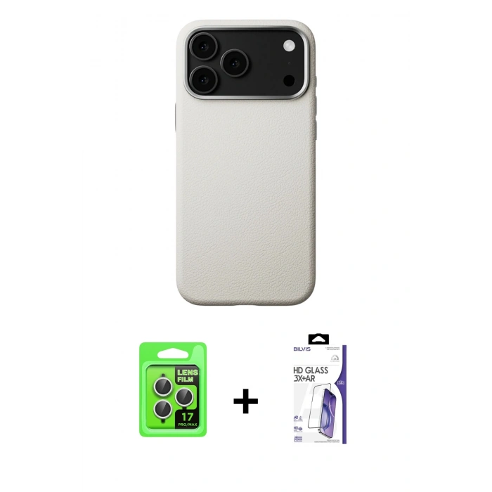 MARSİLYAN™- iPhone 17 Pro Kılıf Zirve Modern Prime - Siyah Bilvis 3X AR HD Cam Ekran Koruyucu + Raze Metal Kamera Lens - GS