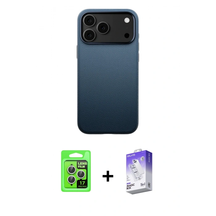 MARSİLYAN™- iPhone 17 Pro Kılıf Zirve Modern Prime - Siyah Bilvis 5in1 3D Magic Cam Ekran Koruyucu + Raze Metal Kamera Lens - GS