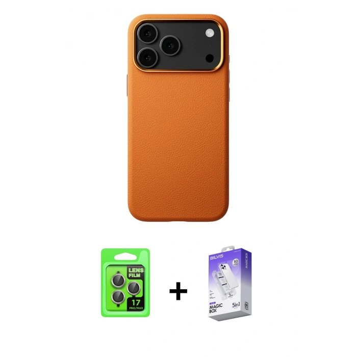 MARSİLYAN™- iPhone 17 Pro Kılıf Zirve Modern Prime - Siyah Bilvis 5in1 3D Magic Cam Ekran Koruyucu + Raze Metal Kamera Lens - GI