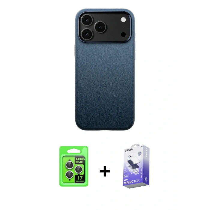 MARSİLYAN™- iPhone 17 Pro Kılıf Zirve Modern Prime - Siyah Bilvis 5in1 5D Magic Hayalet Cam Ekran Koruyucu + Raze Metal Kamera Lens - GS