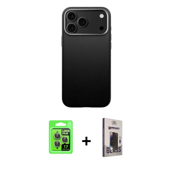 MARSİLYAN™- iPhone 17 Pro Kılıf Zirve Modern Prime - Siyah Bilvis Hayalet Cam Ekran Koruyucu + Raze Metal Kamera Lens - GI