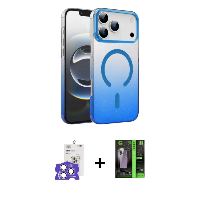 MARSİLYAN™- iPhone 17 Pro Max Kılıf Ahenk Doku Özel Seri - Siyah 360 Mat Full Body Arka Koruyucu + Bilvis Titan Kamera Lens - GS