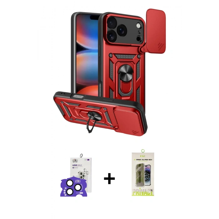 MARSİLYAN™- iPhone 17 Pro Max Kılıf Ahenk Klasik - Siyah Joko Magic 5D Hayalet Cam + Bilvis Titan Kamera Lens - LT